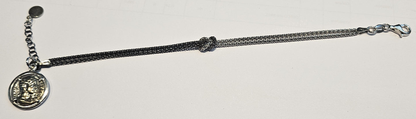 Bracciale Argento Nodo d'amore con moneta - BR.NODO Amanthia