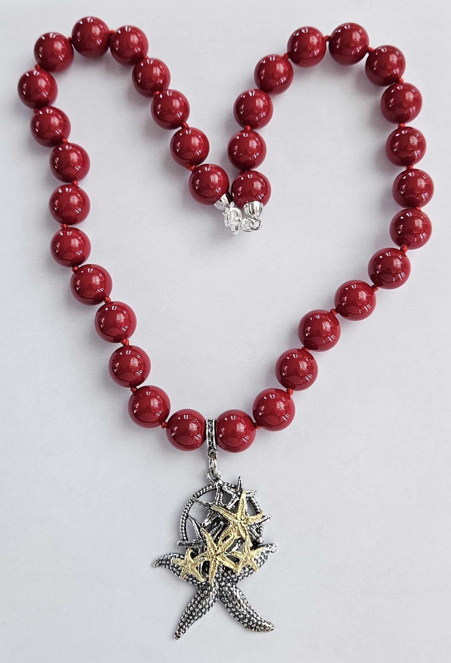 Collana pasta corallo con Stella Marina Amanthia Argento Bicolore