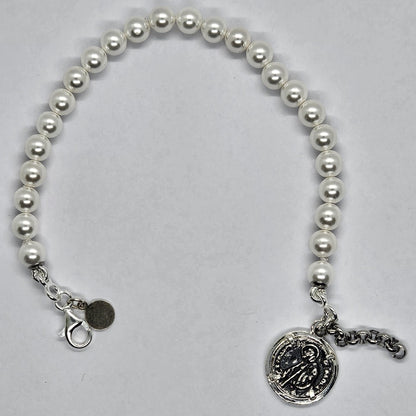 Bracciale Perle con moneta San Francesco di Paola - BR.PP.SF  Amanthia   