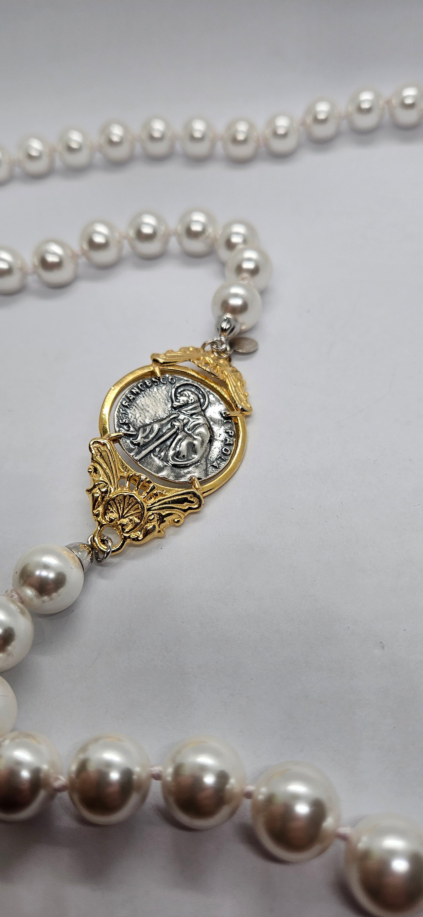 Collana Lunga perle con San Francesco di Paola - CL.PP.SF  Amanthia   