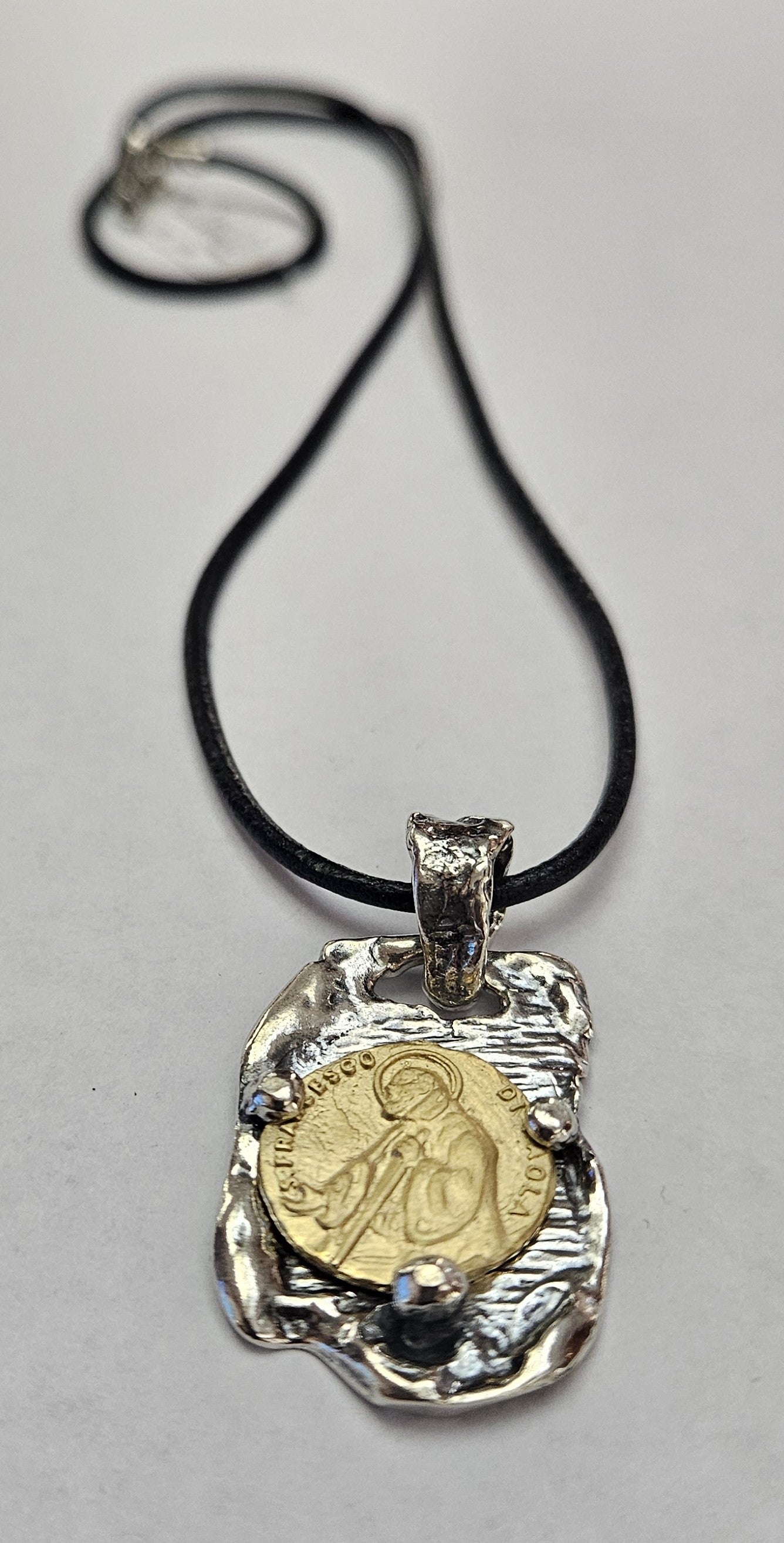 Collana cuoio San Francesco di Paola - CL.SF.CUOIO  Amanthia   