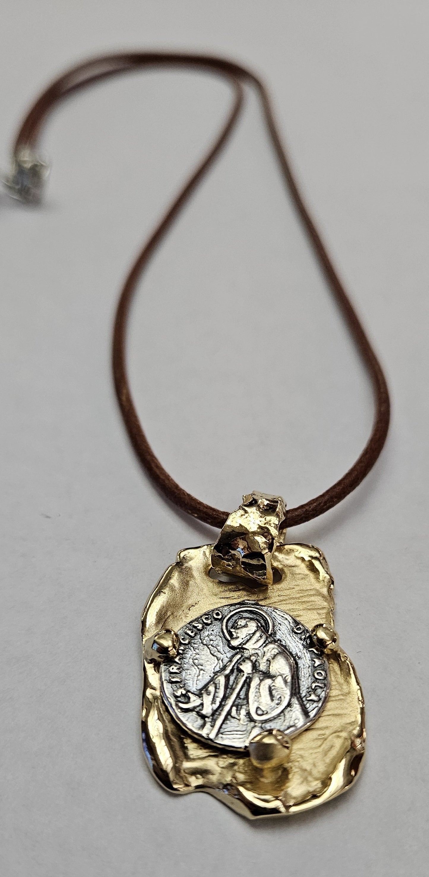 Collana cuoio San Francesco di Paola - CL.SF.CUOIO  Amanthia   