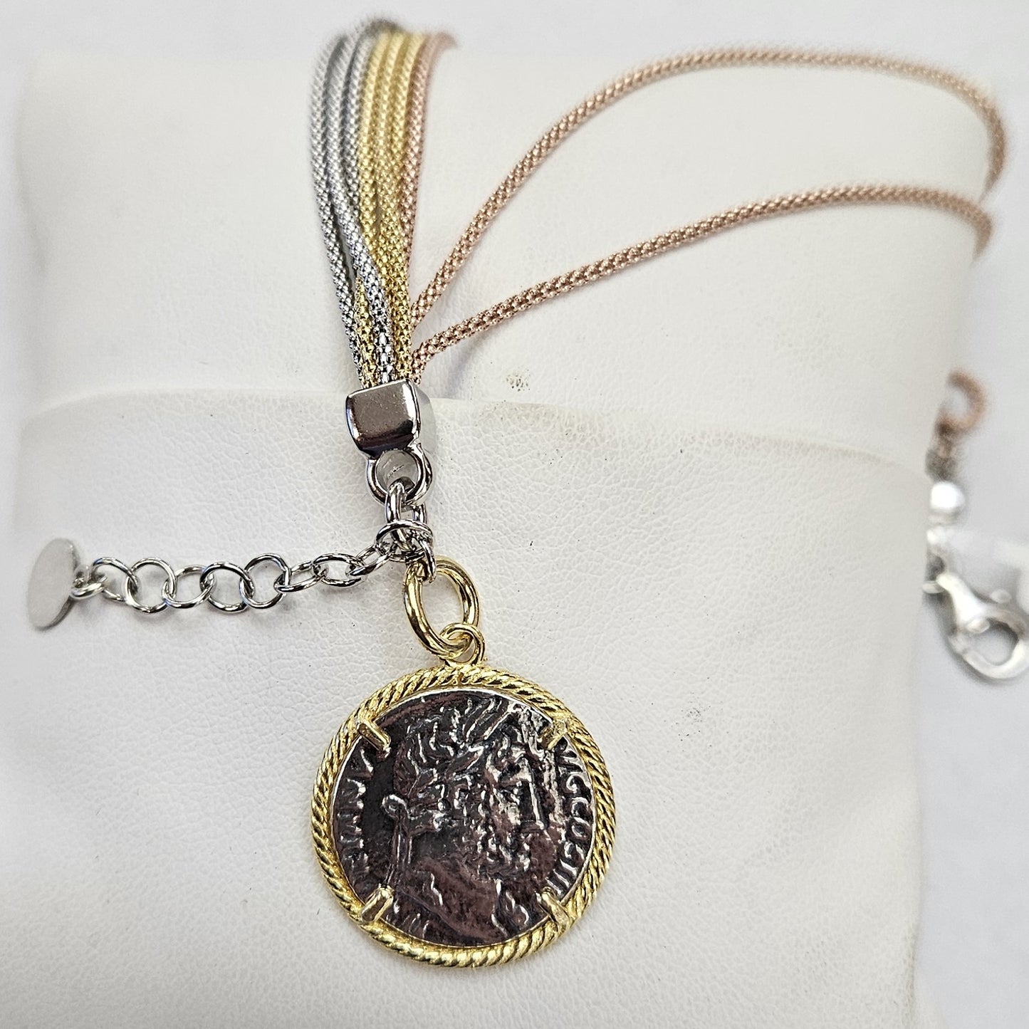 Bracciale 9 fili Argento 925 con Moneta in Argento 925 - BR.131 Amanthia