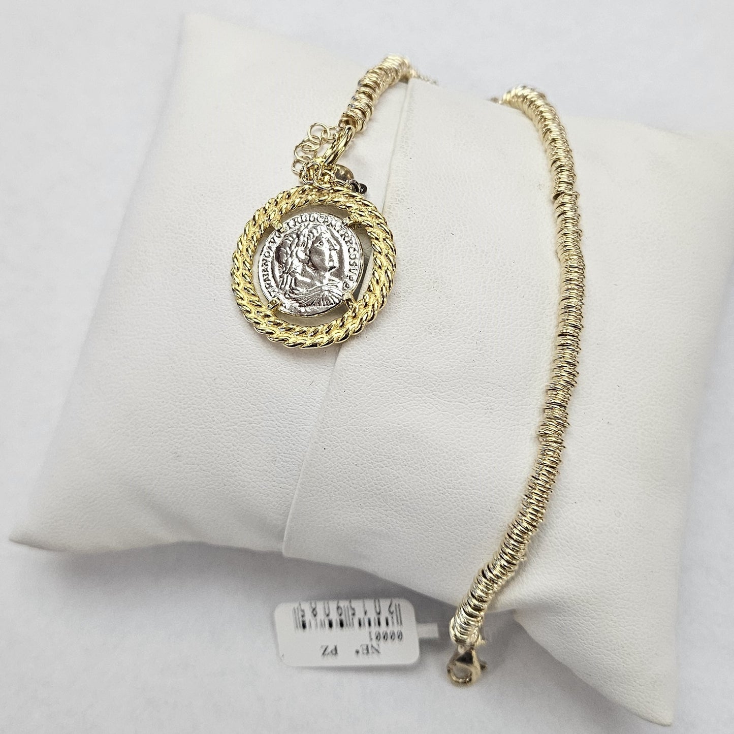 Bracciale Anellini Argento dorato con Moneta - BR21.89 Amanthia