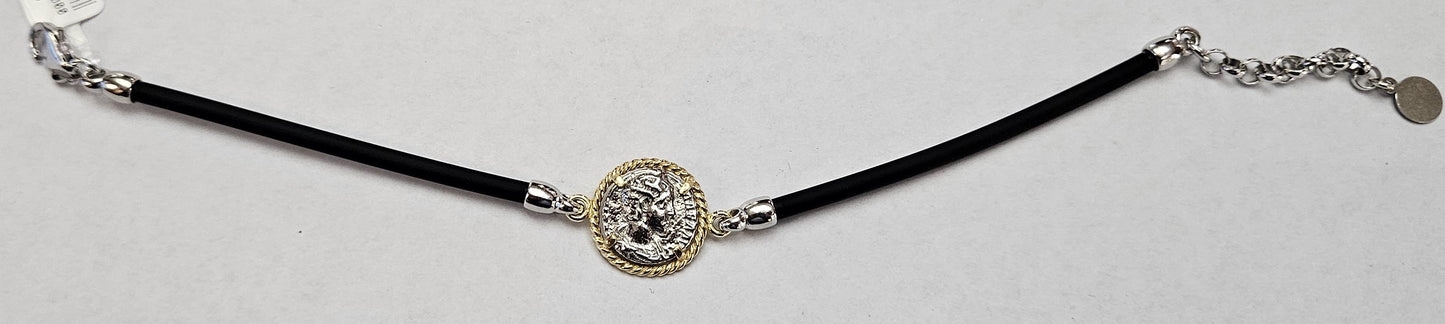 Bracciale caucciù con Moneta Centrale Argento 925 - BR.U.1 Amanthia