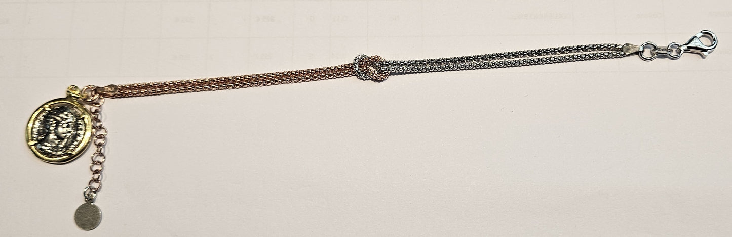 Bracciale Argento Nodo d'amore con moneta - BR.NODO Amanthia
