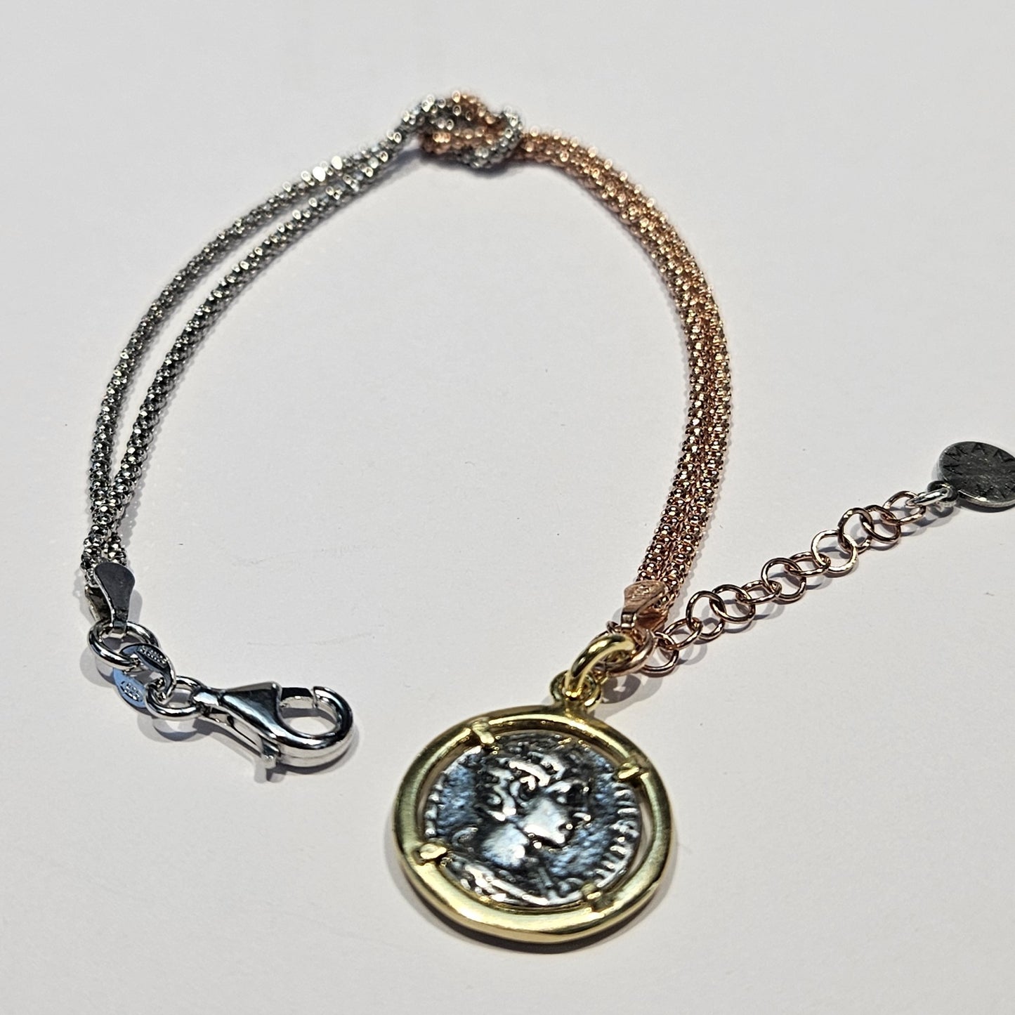 Bracciale Argento Nodo d'amore con moneta - BR.NODO  Amanthia   