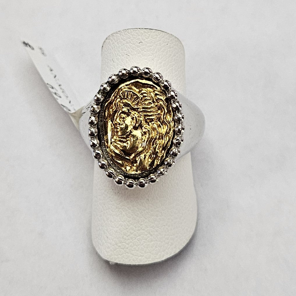 Anello Argento con Moneta Ovale - AN.MON.3.69 Amanthia Argento Bicolore