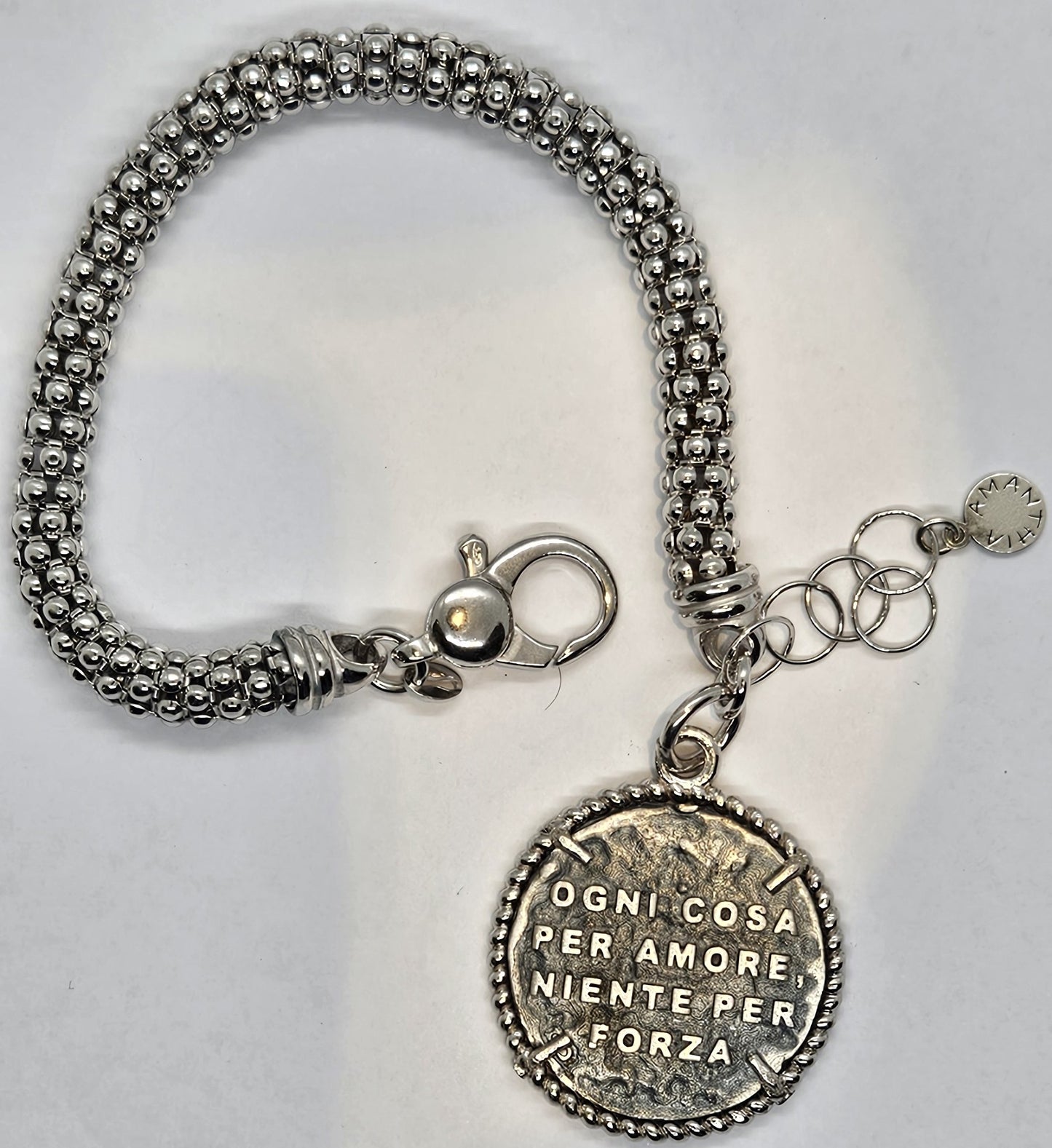 Bracciale fune con Moneta San Francesco di Paola in Argento - BR.SF.12 Amanthia