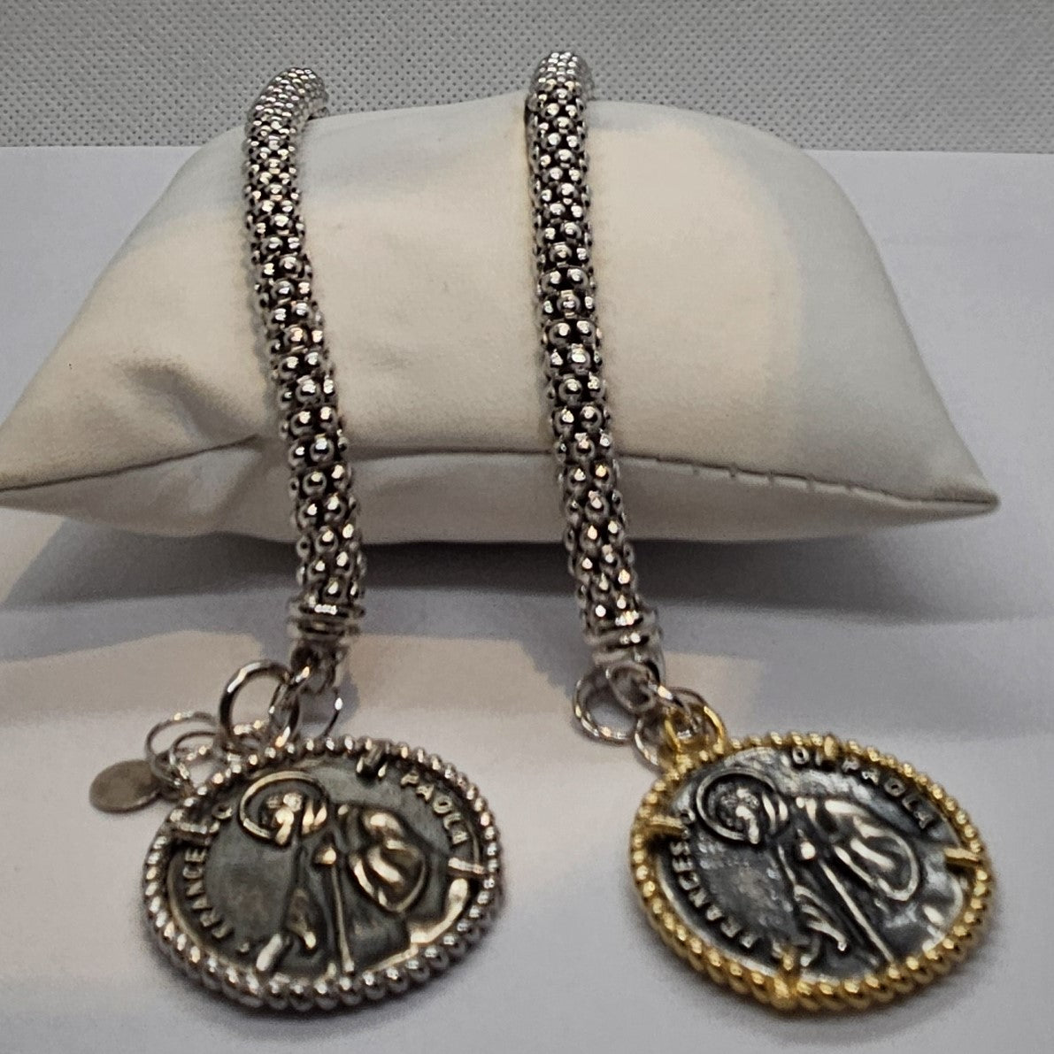 Bracciale fune con Moneta San Francesco di Paola in Argento - BR.SF.12 Amanthia