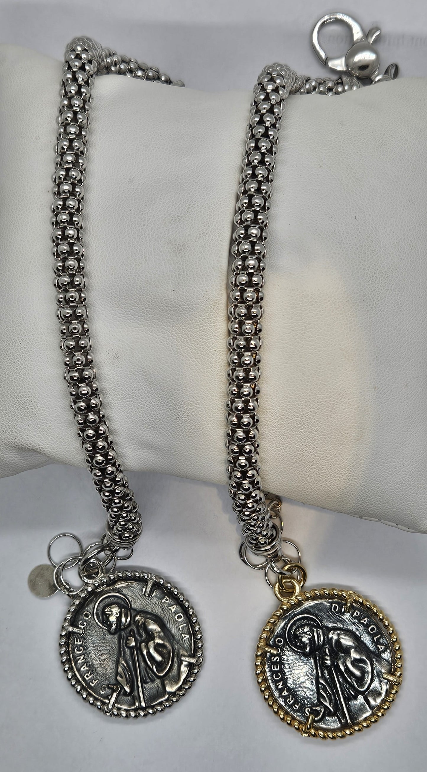 Bracciale fune con Moneta San Francesco di Paola in Argento - BR.SF.12 Amanthia