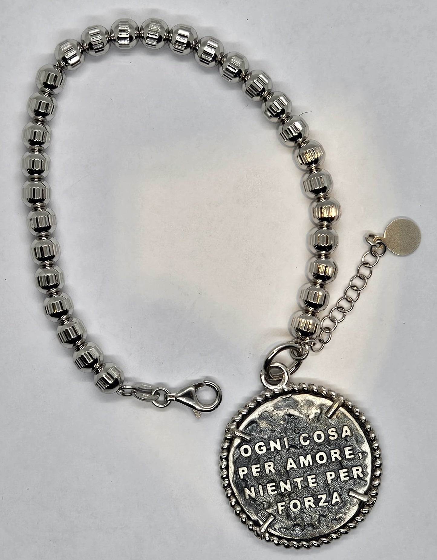 Bracciale Cilindri con Moneta San Francesco di Paola in Argento - BR.SF.14 Amanthia