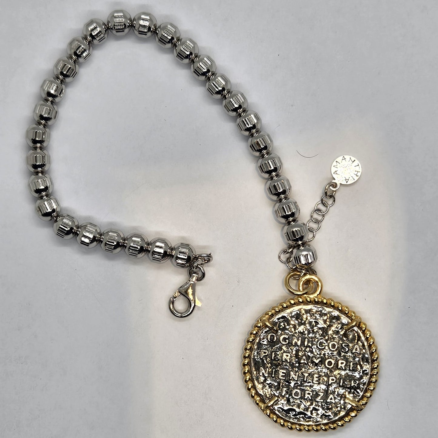 Bracciale Cilindri con Moneta San Francesco di Paola in Argento - BR.SF.14 Amanthia