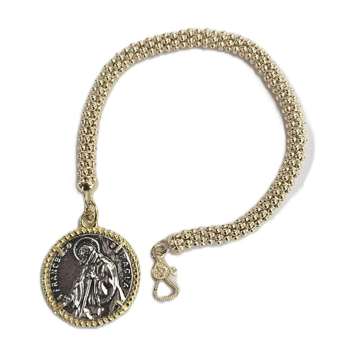 Bracciale fune con Moneta San Francesco di Paola in Argento - BR.SF.12 Amanthia