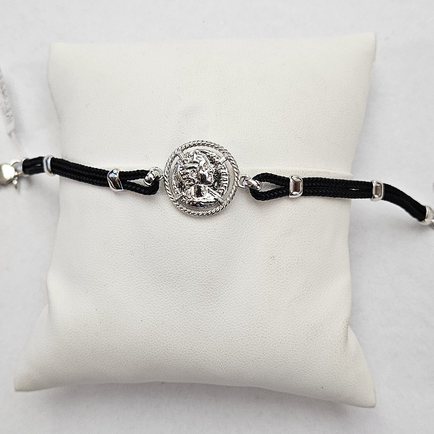 Bracciale Tela 2 Fili con Moneta Centrale Argento 925 - BR.U.3 Amanthia Argento bianco