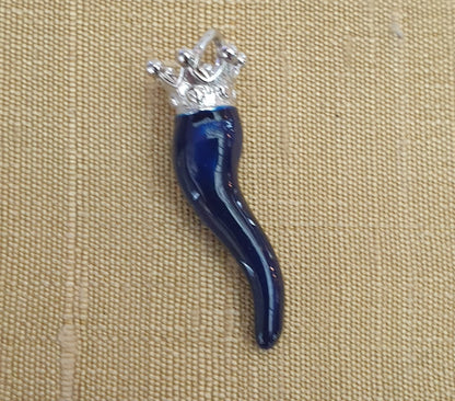 Bracciale perla con cornetto smalto blu e argento - BRPPCORBLU.DO  Amanthia   