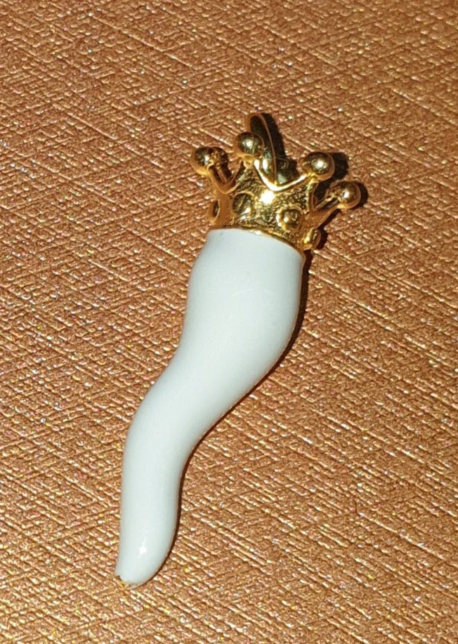 Bracciale scaglie ematite con cornetto smaltato bianco in argento - BRSCCOBIA.BIA Amanthia Argento dorato