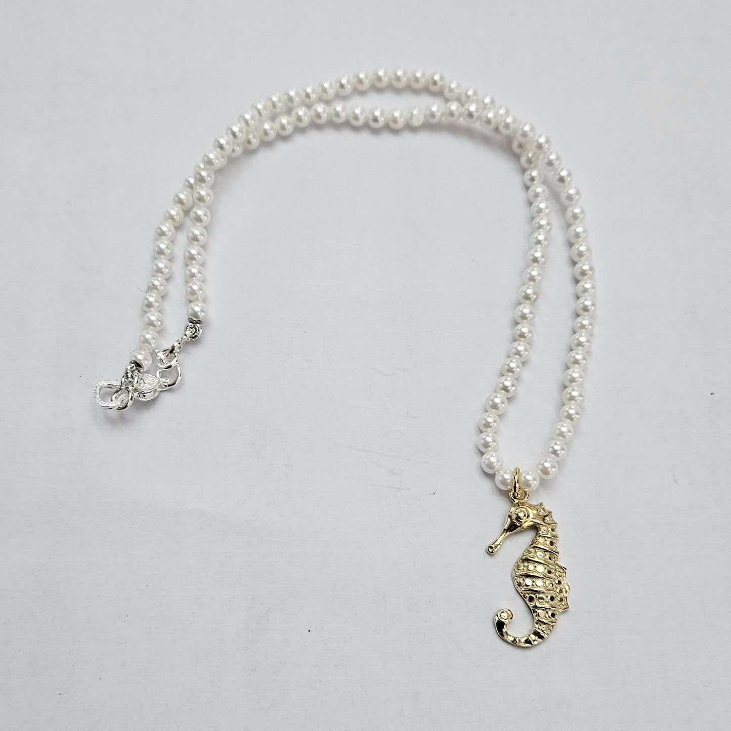 Collana Perle con Cavalluccio Marino in argento 925 - CO.PP.CV Amanthia Argento Dorato