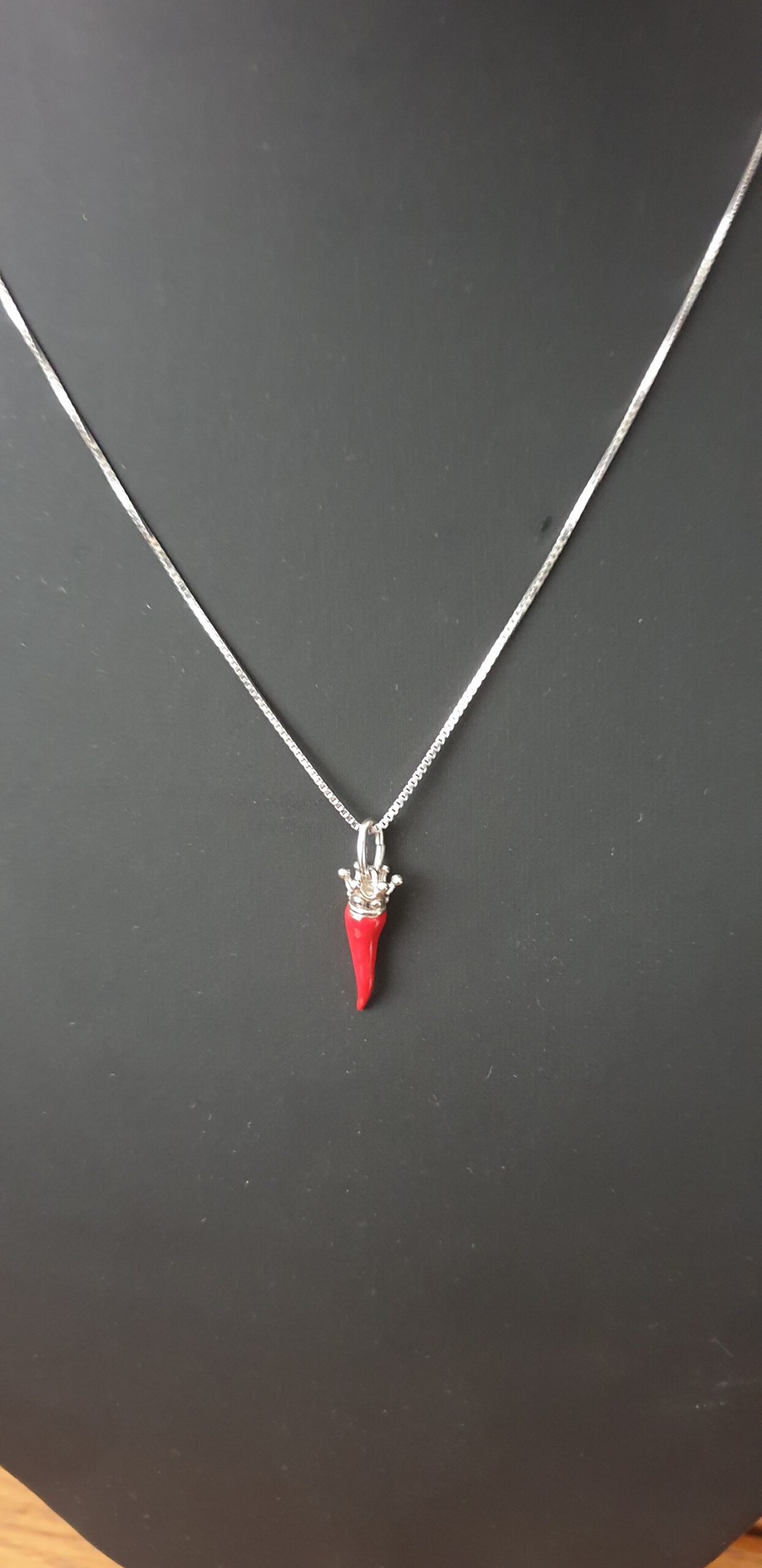 Collana argento con Ciondolo Cornetto "Porta Fortuna" - CO.CO.MI Amanthia ROSSO Argento bianco