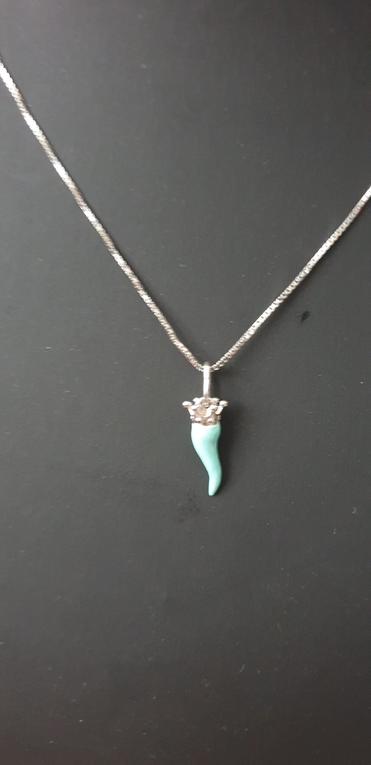 Collana argento con Ciondolo Cornetto "Porta Fortuna" - CO.CO.MI Amanthia VERDE Argento bianco