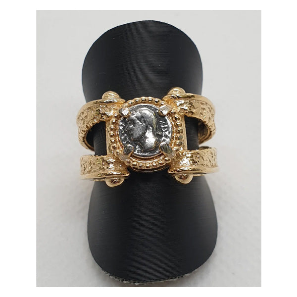 Anello Fascia con Moneta in Argento - AN.MON.13 Amanthia DORATO
