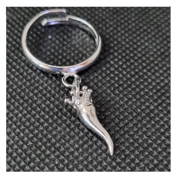 Anello argento con Ciondolo Porta Fortuna "Ida Miceli DNY"- Cod.AN.BI.CI.DNY Amanthia ARGENTO Argento bianco