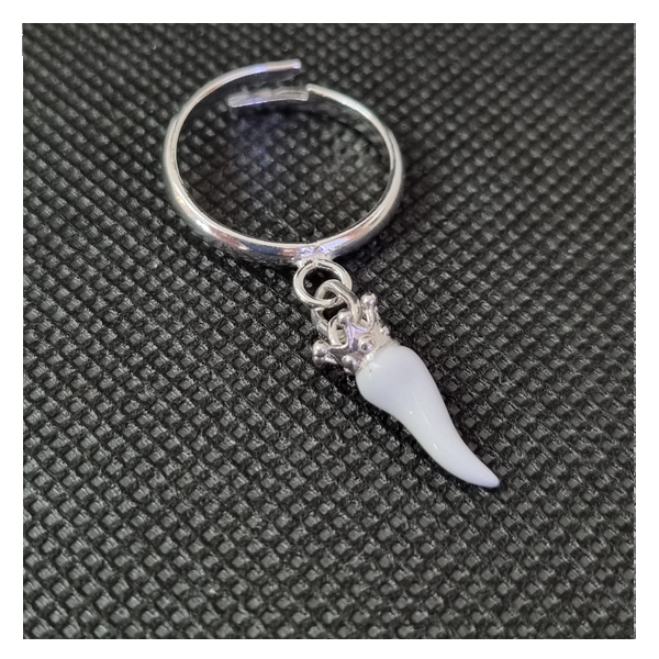 Anello argento con Ciondolo Porta Fortuna "Ida Miceli DNY"- Cod.AN.BI.CI.DNY Amanthia BIANCO Argento bianco