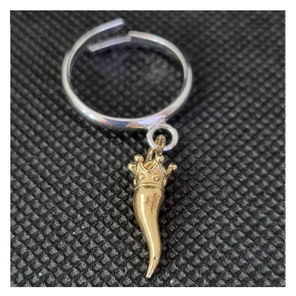 Anello argento con Ciondolo Porta Fortuna "Ida Miceli DNY"- Cod.AN.BI.CI.DNY Amanthia DORATO Argento dorato