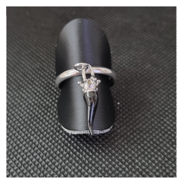 Anello argento con Ciondolo Porta Fortuna "Ida Miceli DNY"- Cod.AN.BI.CI.DNY  Amanthia NERO Argento bianco 