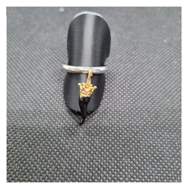 Anello argento con Ciondolo Porta Fortuna "Ida Miceli DNY"- Cod.AN.BI.CI.DNY Amanthia NERO Argento dorato