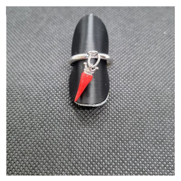 Anello argento con Ciondolo Porta Fortuna "Ida Miceli DNY"- Cod.AN.BI.CI.DNY Amanthia ROSSO Argento bianco