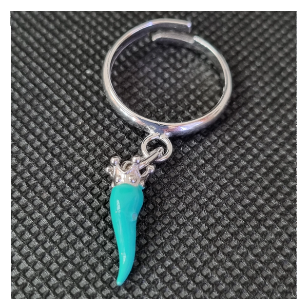 Anello argento con Ciondolo Porta Fortuna "Ida Miceli DNY"- Cod.AN.BI.CI.DNY Amanthia VERDE TIFFANI Argento bianco