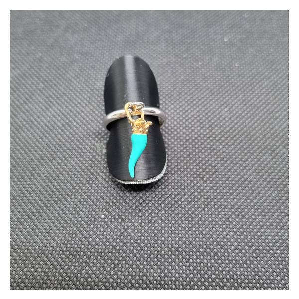 Anello argento con Ciondolo Porta Fortuna "Ida Miceli DNY"- Cod.AN.BI.CI.DNY Amanthia VERDE TIFFANI Argento dorato