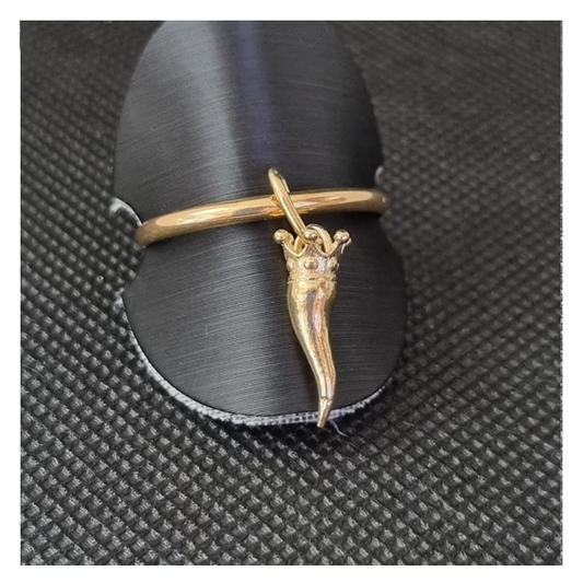 Anello argento dorato con Ciondolo Porta Fortuna "Ida Miceli DNY" - Cod.AN.DO.CI.DNY  Amanthia DORATO Argento dorato