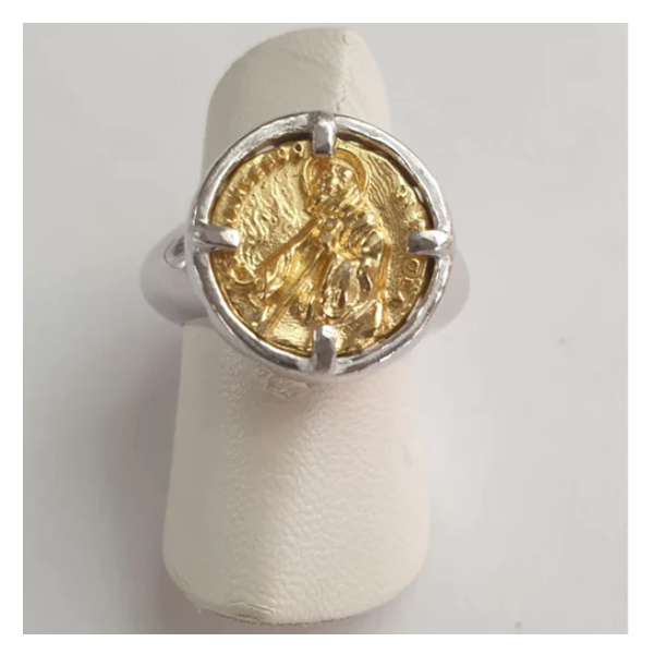 Anello San Francesco di Paola in Argento 925 Bicolore - AN.SF.002 Amanthia