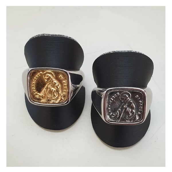 Anello rettangolare San Francesco di Paola in Argento - AN.SF.115 Amanthia