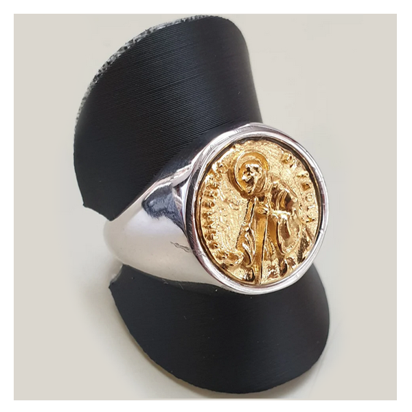 Anello San Francesco di Paola gambo lucido in Argento - AN.SF.89 Amanthia Argento dorato