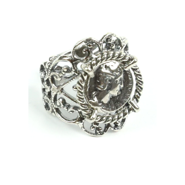 Anello argento con Moneta - AN.043 Amanthia Argento bianco
