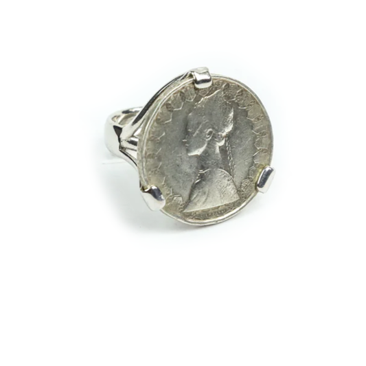 Anello Argento con Moneta 500 Lire d'epoca - AN.061  Amanthia   