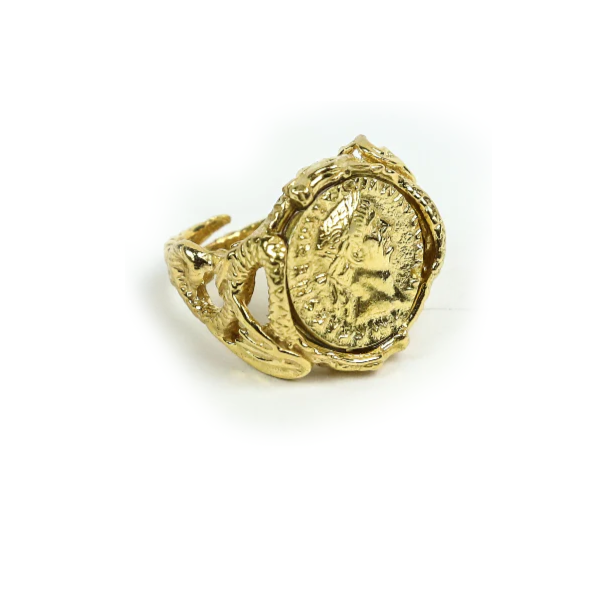 Anello Moneta Cesare - AN.070 Amanthia Argento dorato