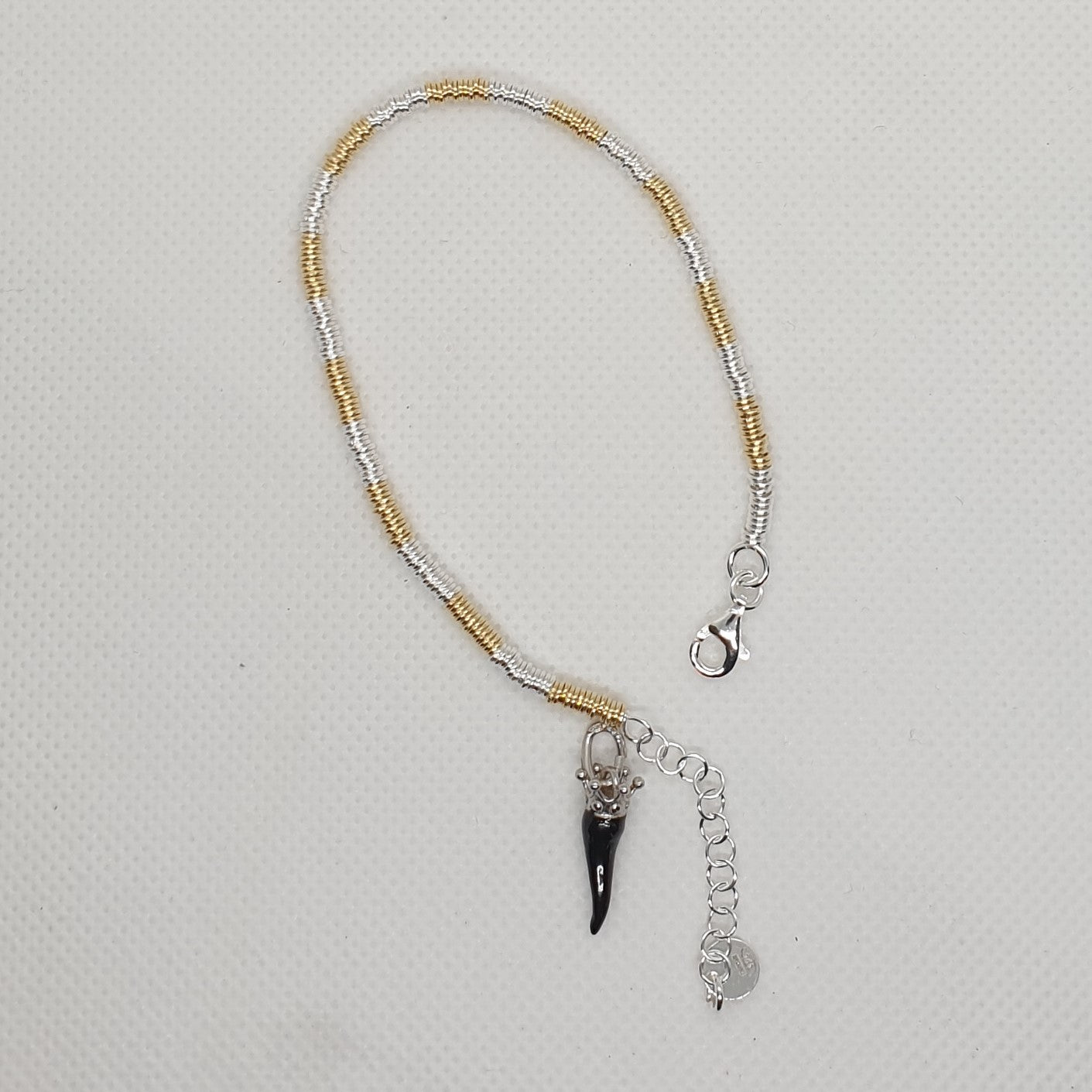 Bracciale a catena con Moneta d’epoca in argento 925 - BR.120 Amanthia NERO Argento bianco