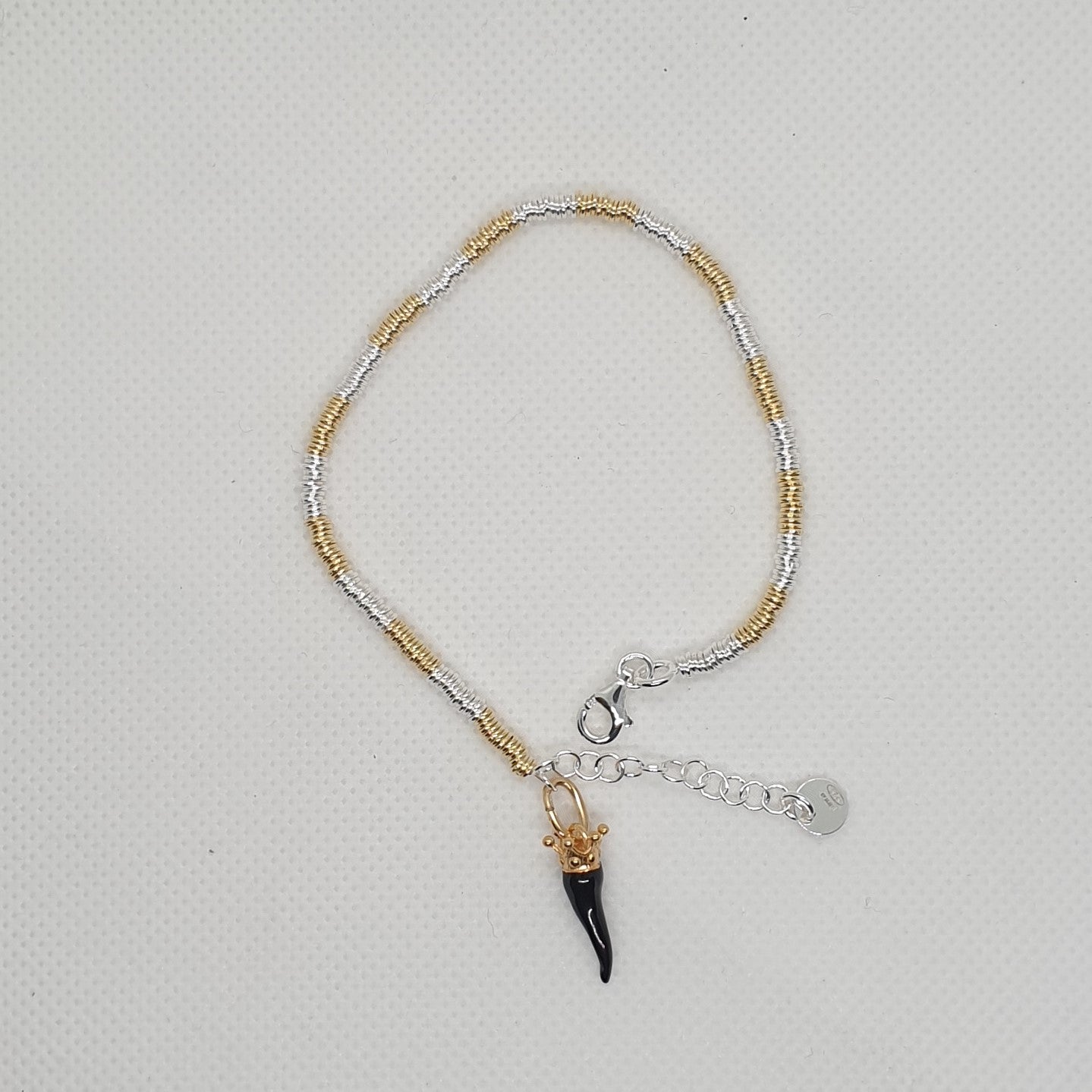 Bracciale a catena con Moneta d’epoca in argento 925 - BR.120 Amanthia NERO Argento dorato
