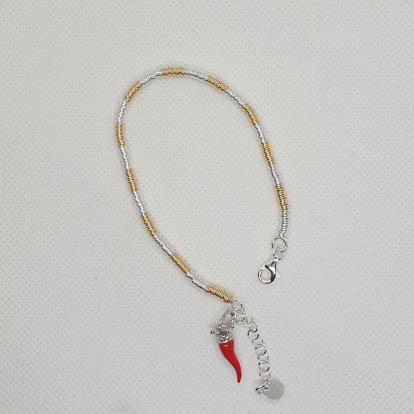 Bracciale a catena con Moneta d’epoca in argento 925 - BR.120 Amanthia ROSSO Argento bianco