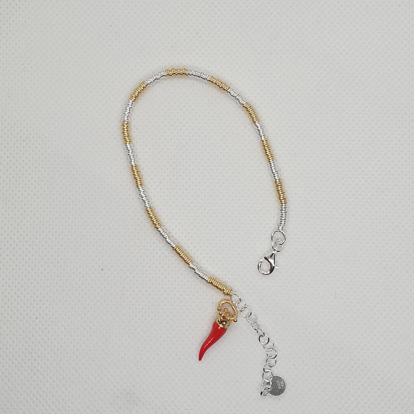 Bracciale a catena con Moneta d’epoca in argento 925 - BR.120 Amanthia ROSSO Argento dorato
