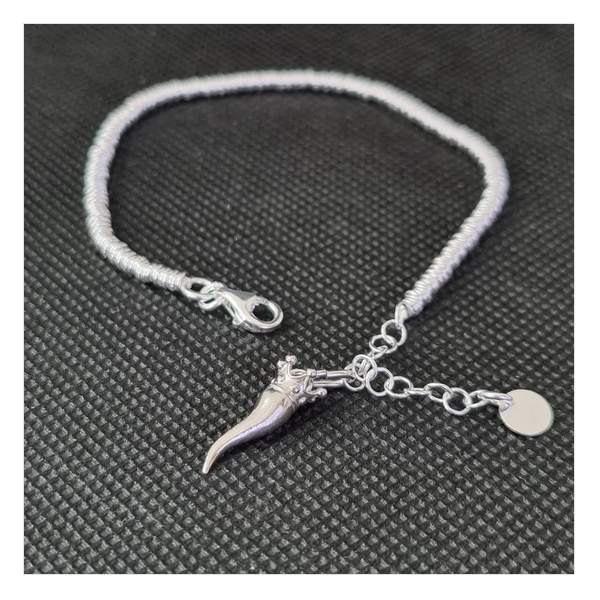 Bracciale anellini argento con Ciondolo Porta Fortuna "Ida Miceli DNY"-Cod.BR.BI.CI.DNY Amanthia ARGENTO Argento bianco