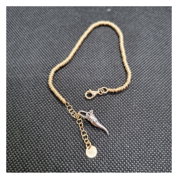 Bracciale anellini argento dorato con Ciondolo Porta Fortuna "Ida Miceli DNY"-Cod.BR.DO.CI.DNY Amanthia ARGENTO Argento bianco