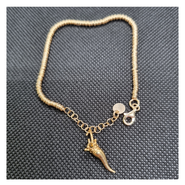 Bracciale anellini argento dorato con Ciondolo Porta Fortuna "Ida Miceli DNY"-Cod.BR.DO.CI.DNY Amanthia DORATO Argento dorato