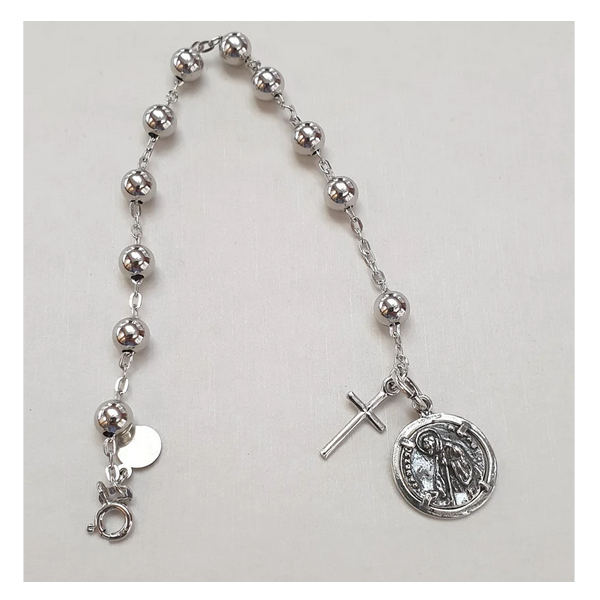 Bracciale Rosario San Francesco di Paola - BR.RO.SF.89 Amanthia Argento bianco