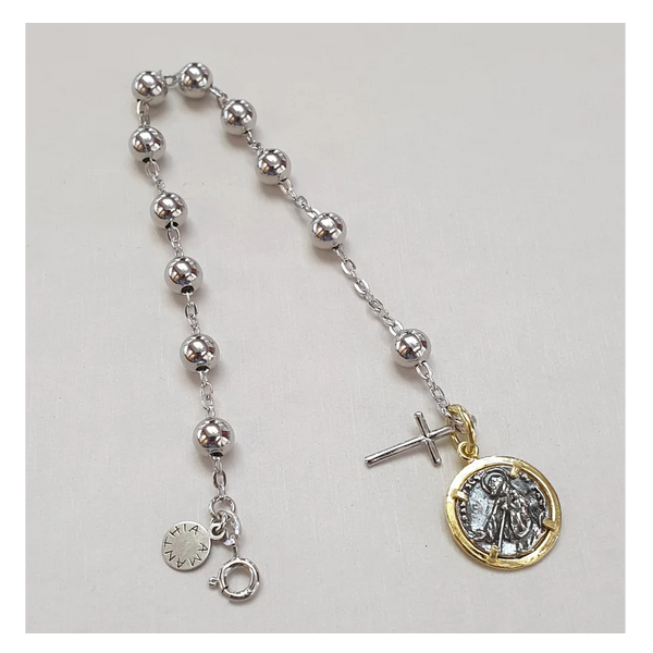 Bracciale Rosario San Francesco di Paola - BR.RO.SF.89 Amanthia Argento bicolore