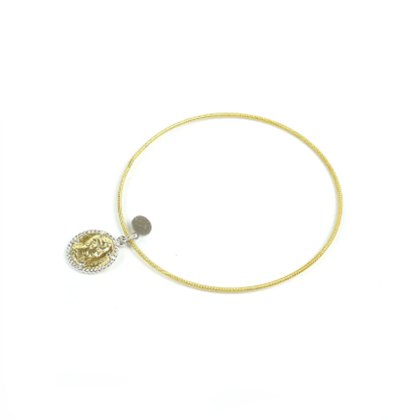 Bracciale rigido dorato con moneta bicolore - BR.028 Amanthia